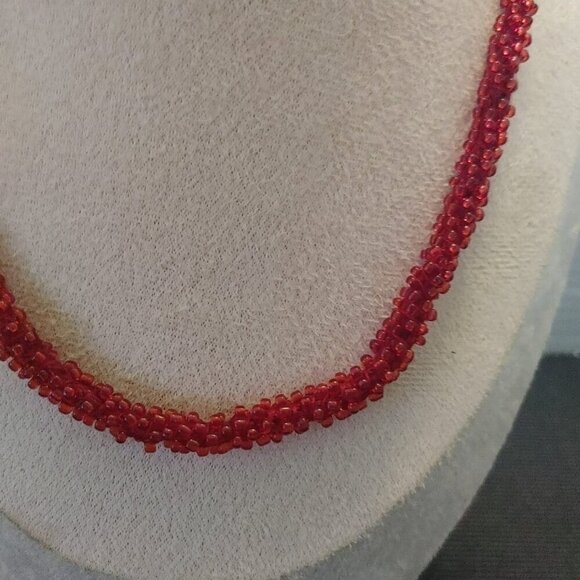 Vintage Pyrope Burgundy Red Garnet Natural Gemstone Bead Necklace Gold Tone 19" - Picture 6 of 7